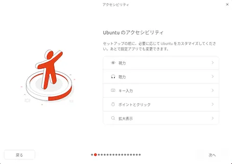 アクセシビリティのカスタマイズ画面