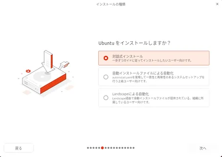 インストール方式の選択画面（対話式インストール）